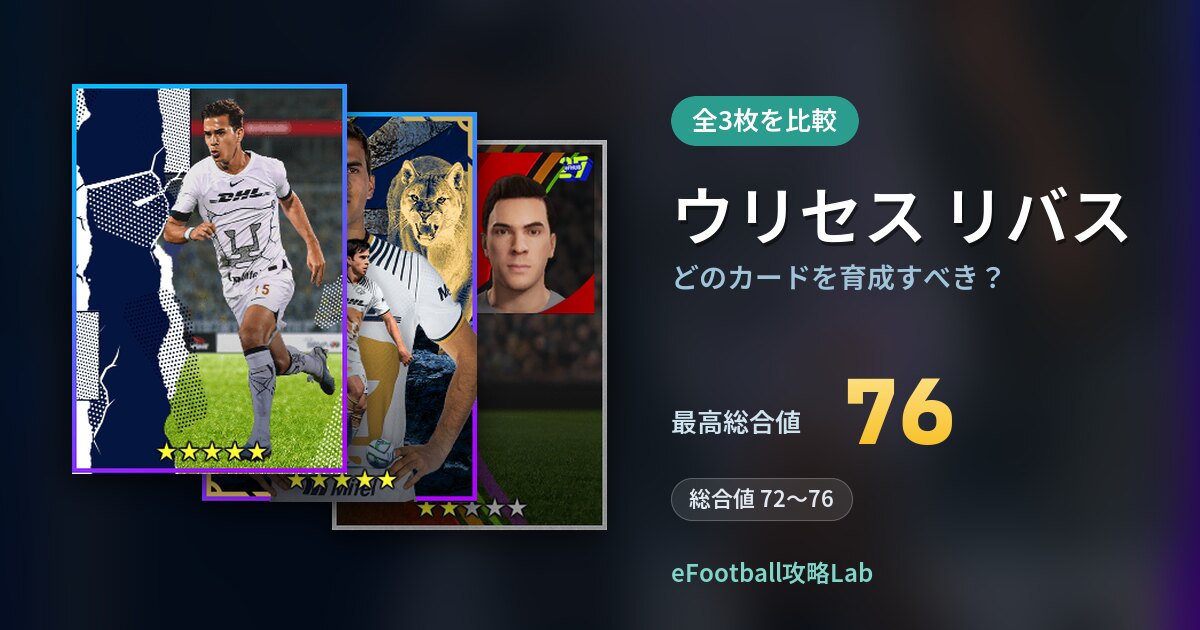 【イーフト】ウリセス リバスはどのカードを育成すべき？全3枚を比較