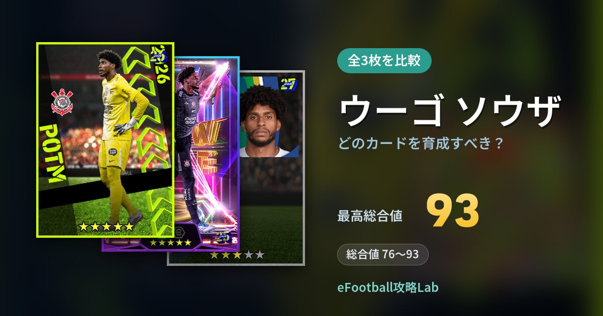 【イーフト】ウーゴ ソウザはどのカードを育成すべき？全3枚を比較