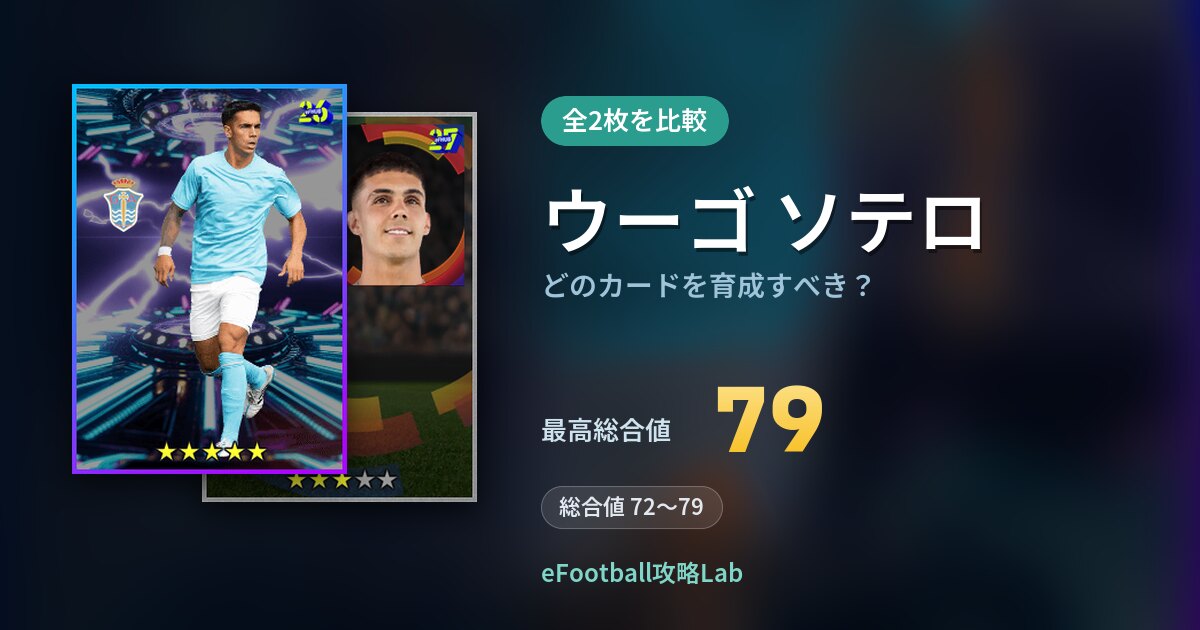 【イーフト】ウーゴ ソテロはどのカードを育成すべき？全2枚を比較