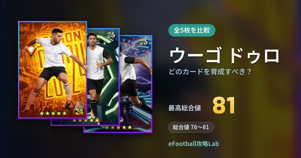 【イーフト】ウーゴ ドゥロはどのカードを育成すべき？全5枚を比較