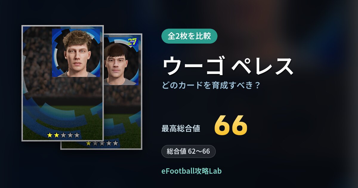 【イーフト】ウーゴ ペレスはどのカードを育成すべき?全2枚を比較