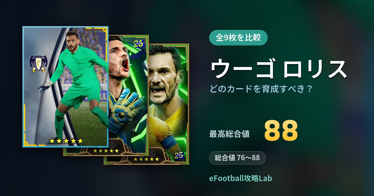 【イーフト】ウーゴ ロリスはどのカードを育成すべき？全9枚を比較