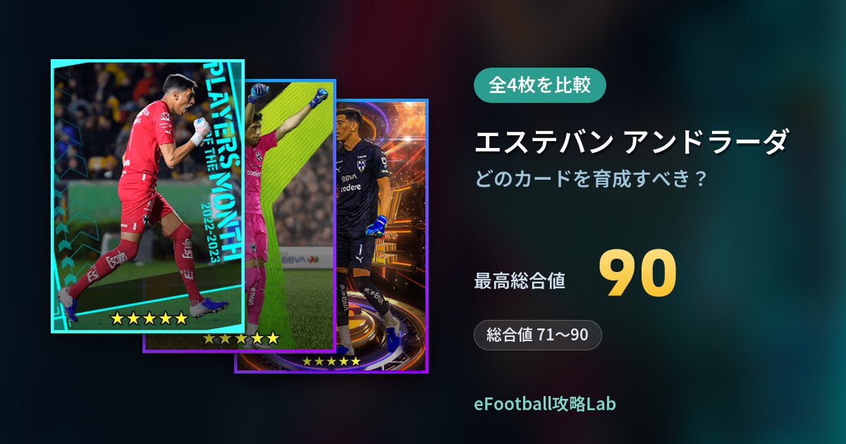 【イーフト】エステバン アンドラーダはどのカードを育成すべき？全4枚を比較