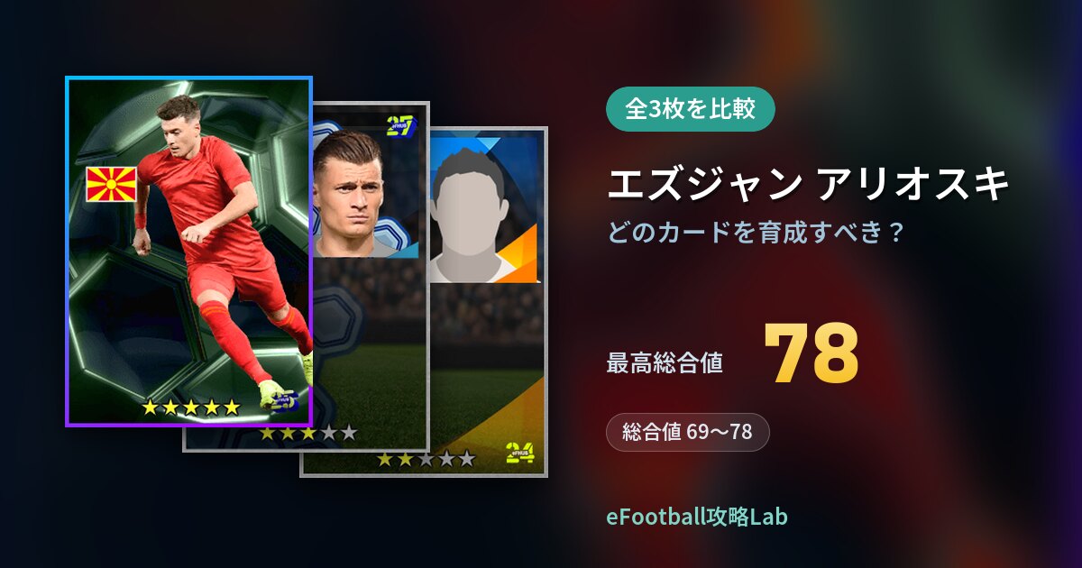 【イーフト】エズジャン アリオスキはどのカードを育成すべき？全3枚を比較