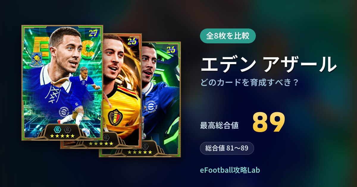【イーフト】エデン アザールはどのカードを育成すべき？全8枚を比較