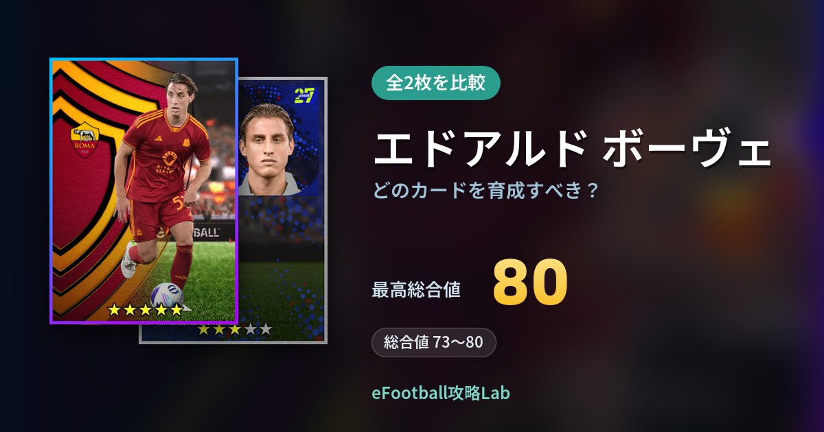 【イーフト】エドアルド ボーヴェはどのカードを育成すべき？全2枚を比較