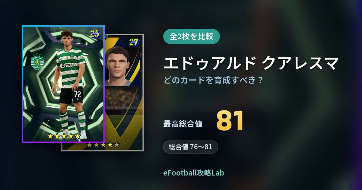 【イーフト】エドゥアルド クアレスマはどのカードを育成すべき？全2枚を比較