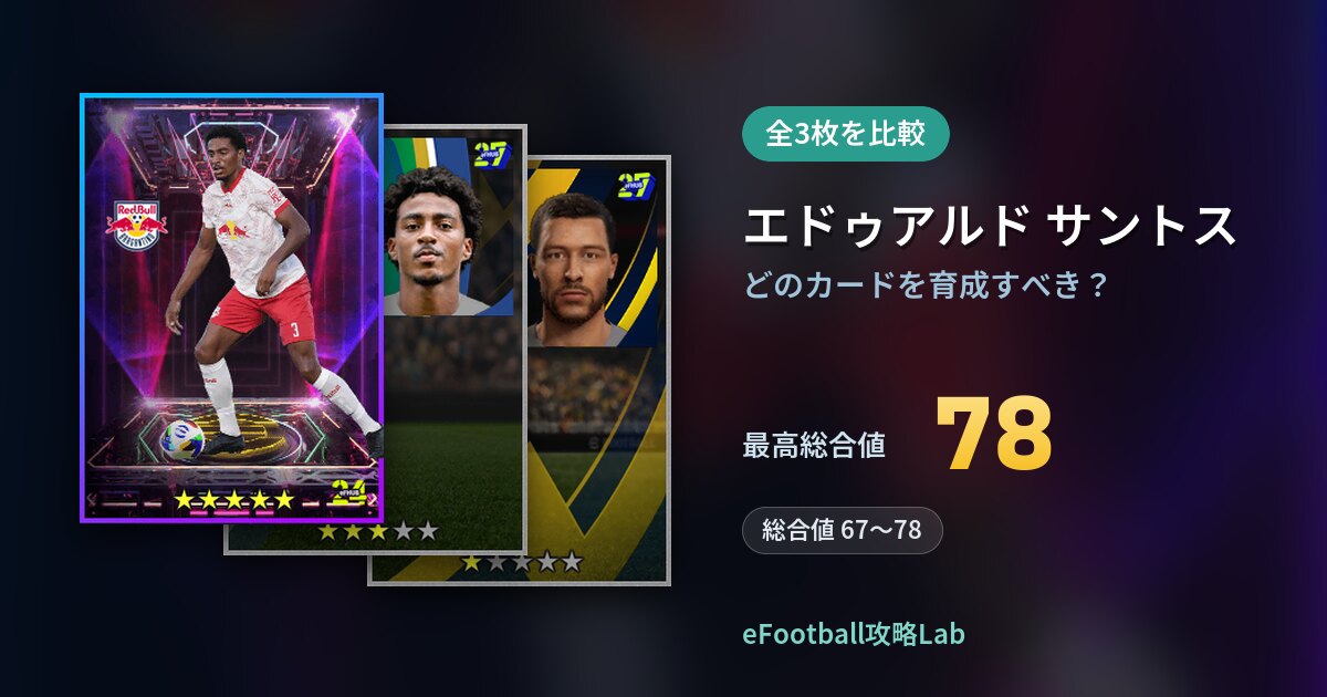 【イーフト】エドゥアルド サントスはどのカードを育成すべき？全3枚を比較