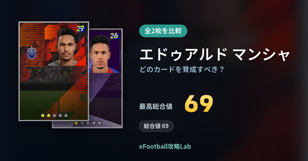 【イーフト】エドゥアルド マンシャはどのカードを育成すべき？全2枚を比較