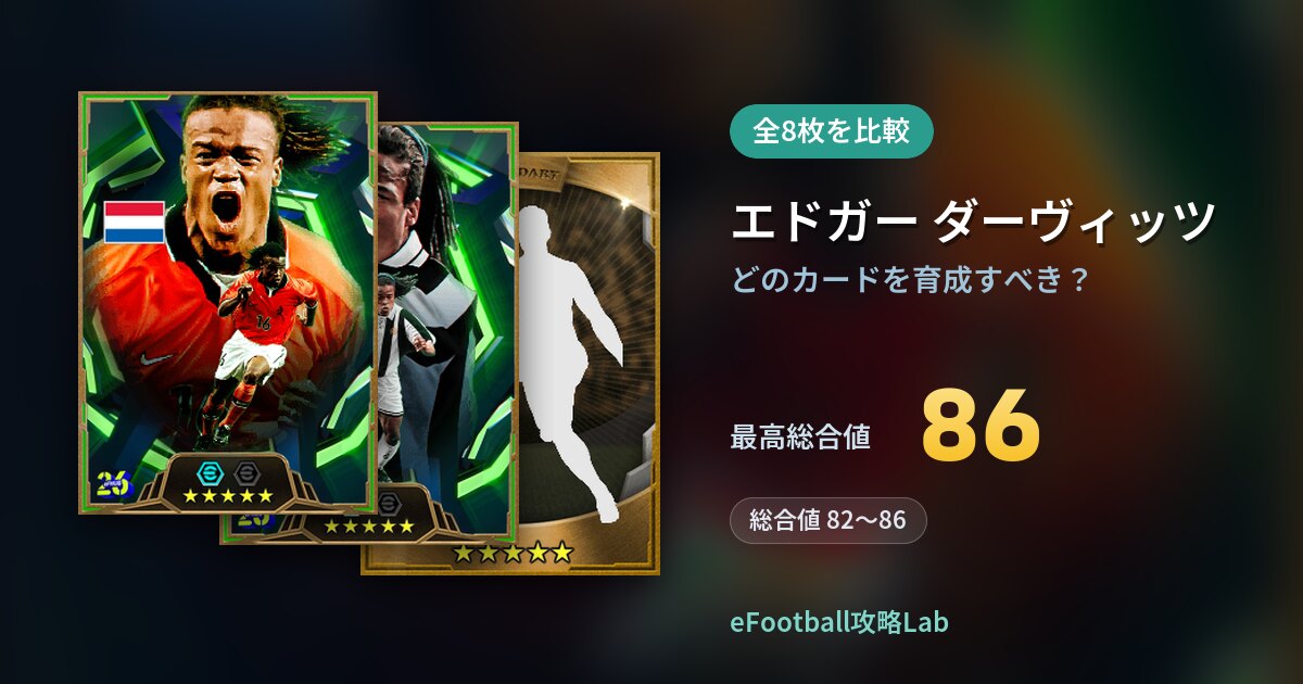 【イーフト】エドガー ダーヴィッツはどのカードを育成すべき？全8枚を比較