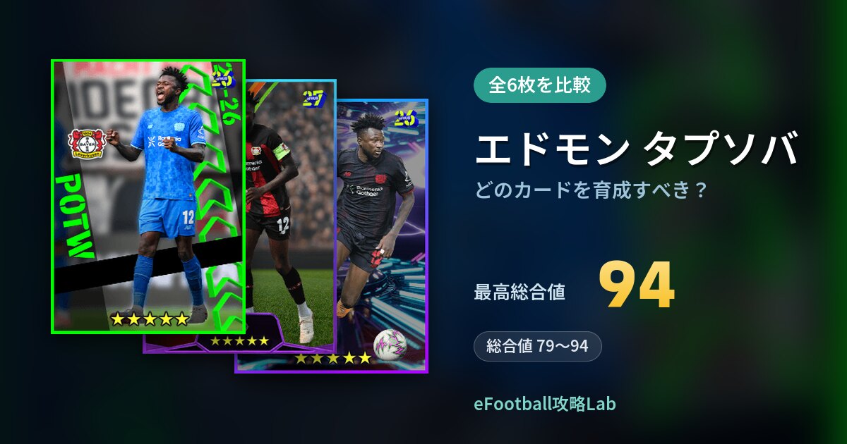 【イーフト】エドモン タプソバはどのカードを育成すべき？全6枚を比較