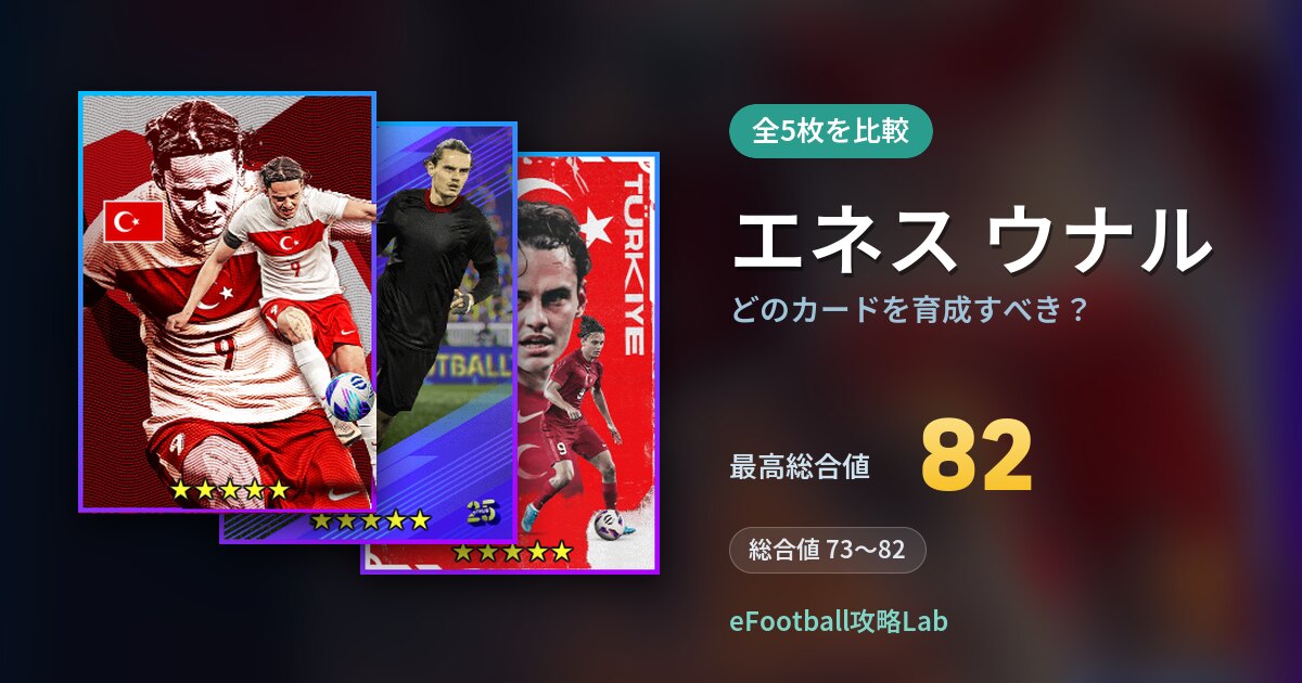 【イーフト】エネス ウナルはどのカードを育成すべき？全5枚を比較