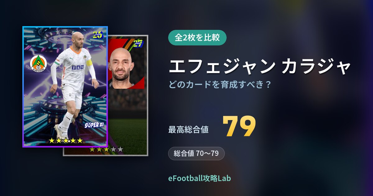 【イーフト】エフェジャン カラジャはどのカードを育成すべき？全2枚を比較