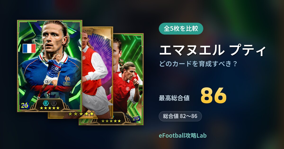 【イーフト】エマヌエル プティはどのカードを育成すべき？全5枚を比較