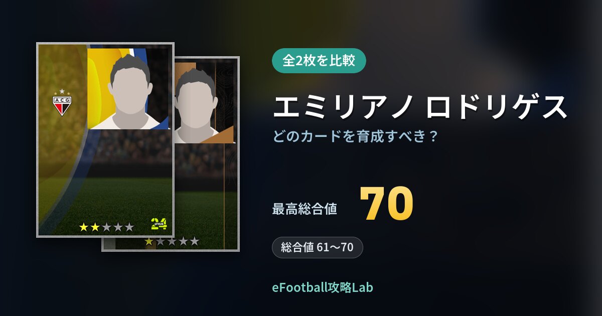 【イーフト】エミリアノ ロドリゲスはどのカードを育成すべき？全2枚を比較