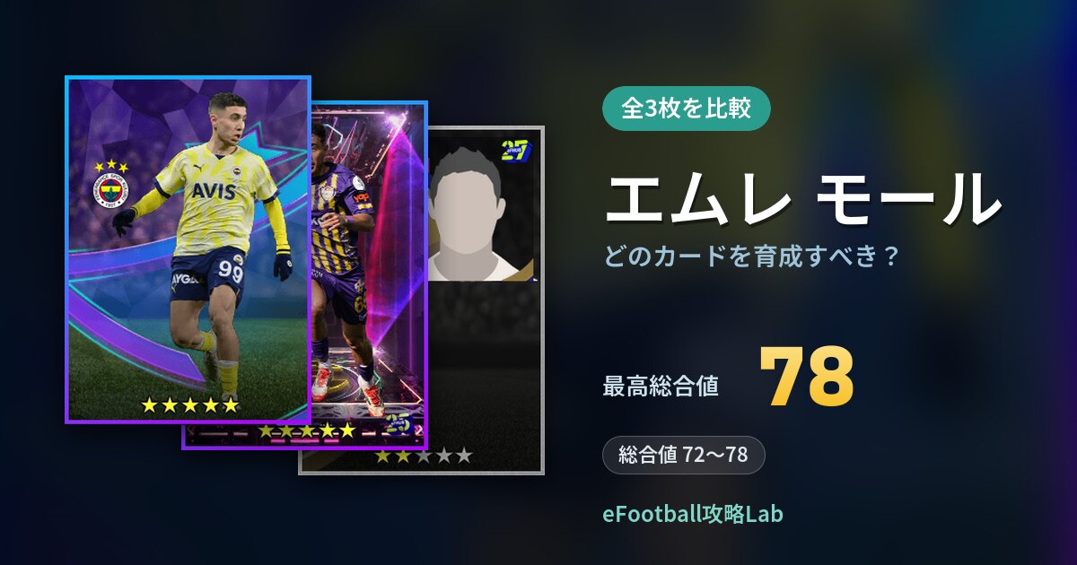 【イーフト】エムレ モールはどのカードを育成すべき？全3枚を比較