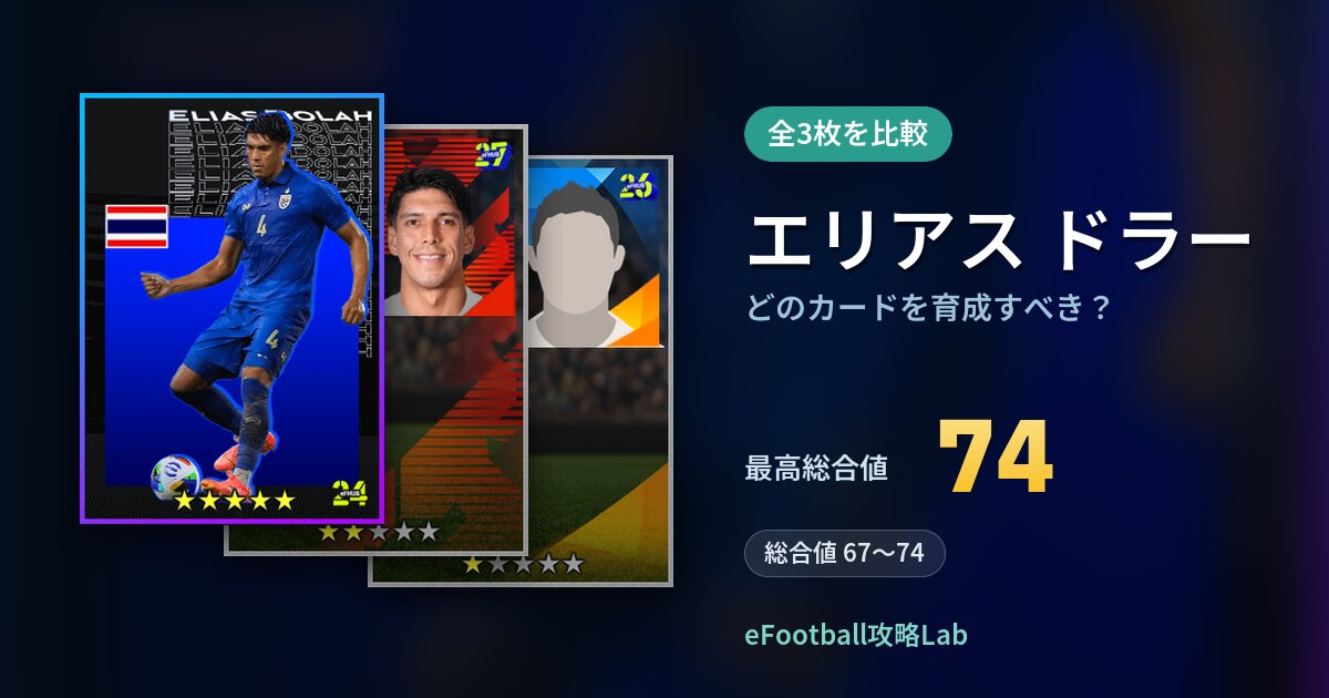 【イーフト】エリアス ドラーはどのカードを育成すべき？全3枚を比較