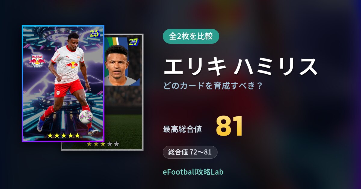 【イーフト】エリキ ハミリスはどのカードを育成すべき？全2枚を比較