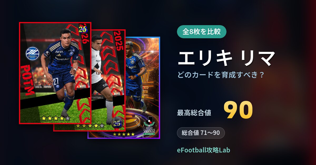 【イーフト】エリキ リマはどのカードを育成すべき？全8枚を比較