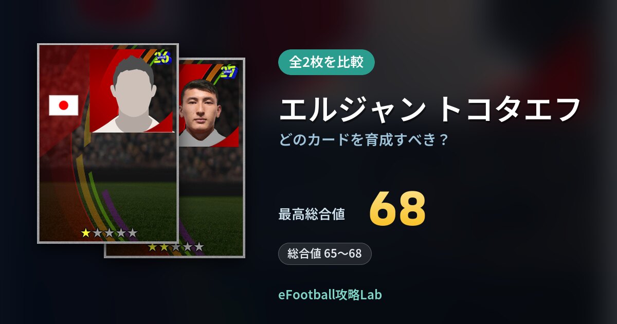 【イーフト】エルジャン トコタエフはどのカードを育成すべき？全2枚を比較