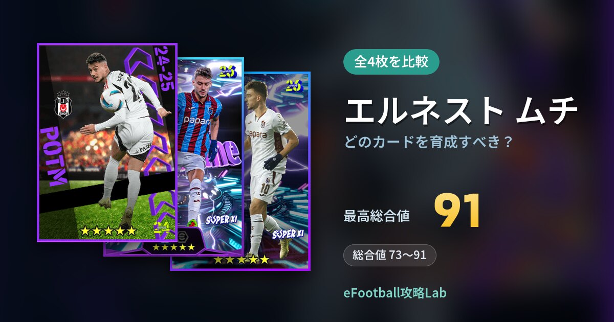 【イーフト】エルネスト ムチはどのカードを育成すべき？全4枚を比較