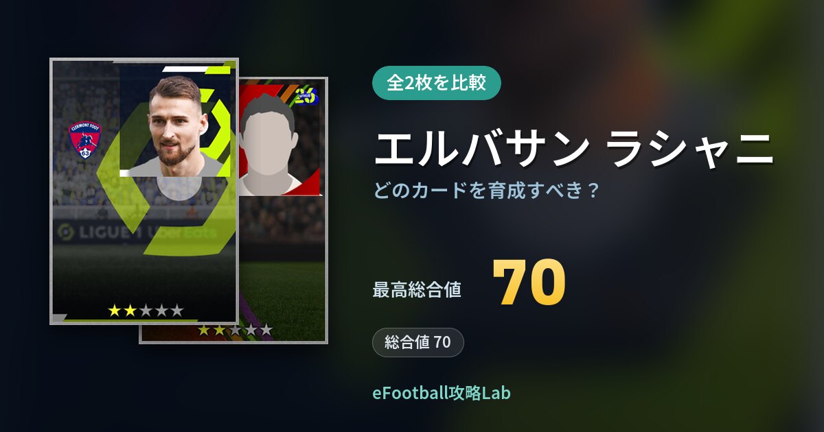 【イーフト】エルバサン ラシャニはどのカードを育成すべき？全2枚を比較