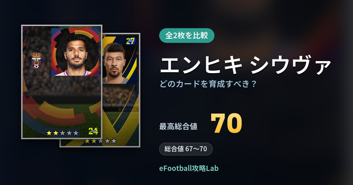 【イーフト】エンヒキ シウヴァはどのカードを育成すべき？全2枚を比較