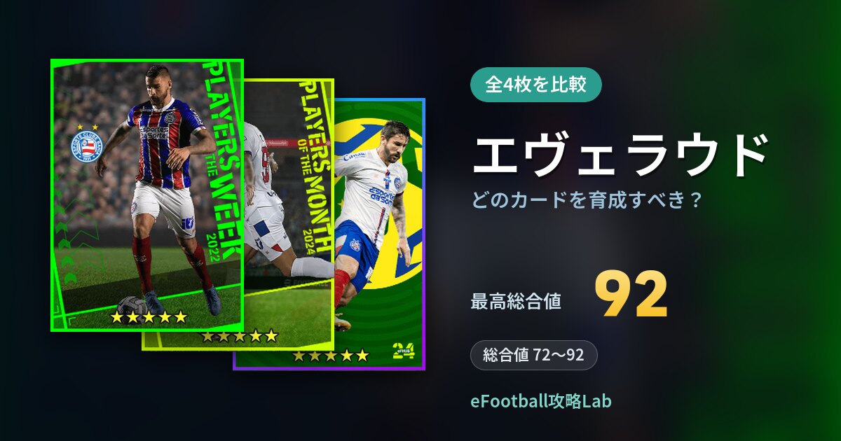 【イーフト】エヴェラウドはどのカードを育成すべき？全4枚を比較