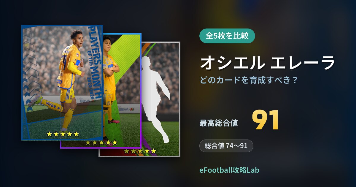 【イーフト】オシエル エレーラはどのカードを育成すべき？全5枚を比較