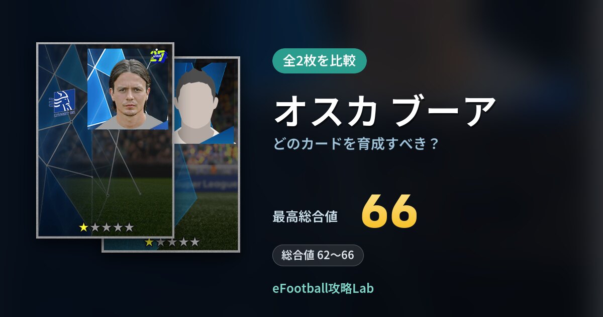 【イーフト】オスカ ブーアはどのカードを育成すべき?全2枚を比較