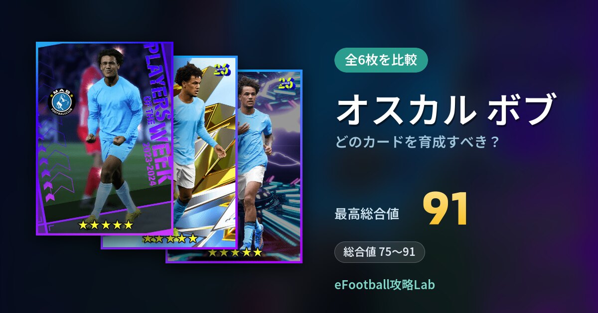 【イーフト】オスカル ボブはどのカードを育成すべき？全6枚を比較