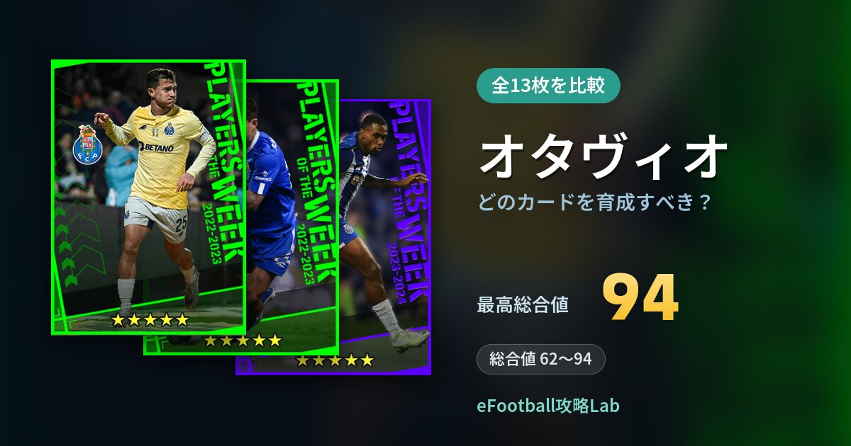 【イーフト】オタヴィオはどのカードを育成すべき？全13枚を比較