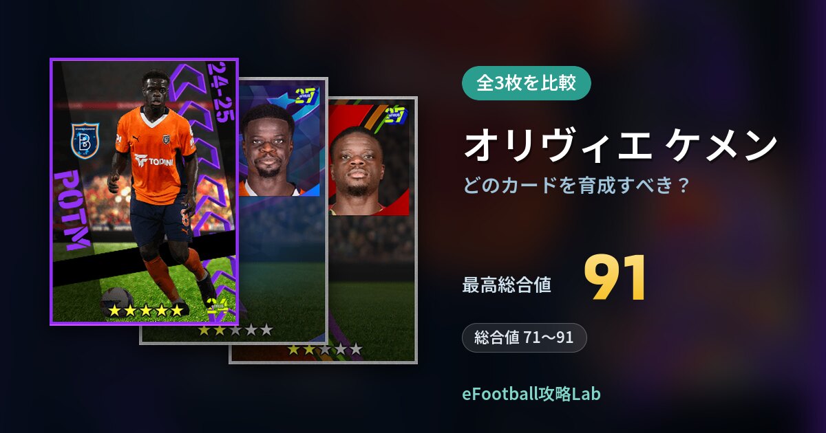 【イーフト】オリヴィエ ケメンはどのカードを育成すべき？全3枚を比較
