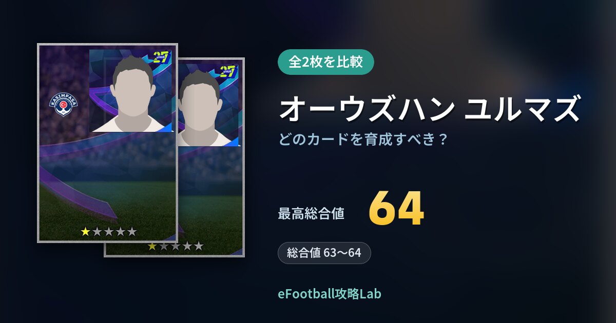 【イーフト】オーウズハン ユルマズはどのカードを育成すべき？全2枚を比較