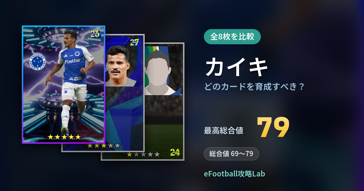 【イーフト】カイキはどのカードを育成すべき？全8枚を比較