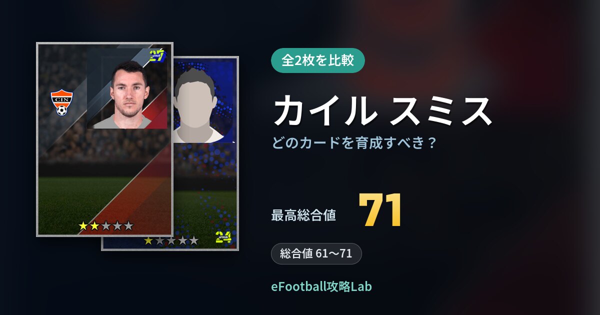 【イーフト】カイル スミスはどのカードを育成すべき？全2枚を比較