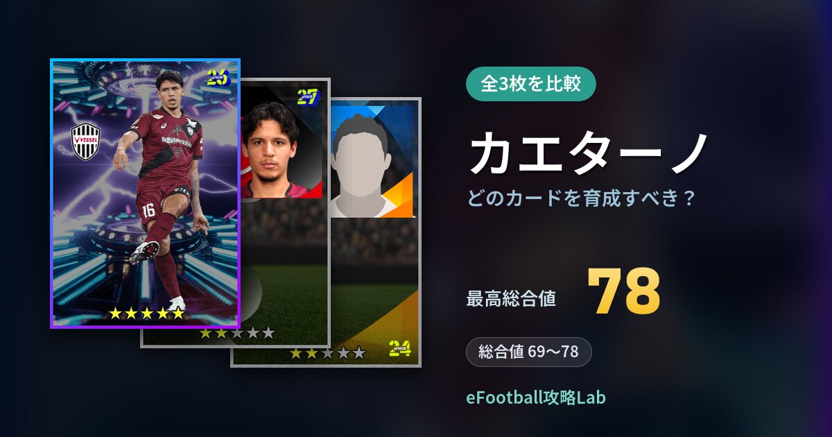【イーフト】カエターノはどのカードを育成すべき？全3枚を比較
