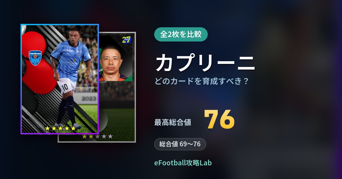 【イーフト】カプリーニはどのカードを育成すべき？全2枚を比較