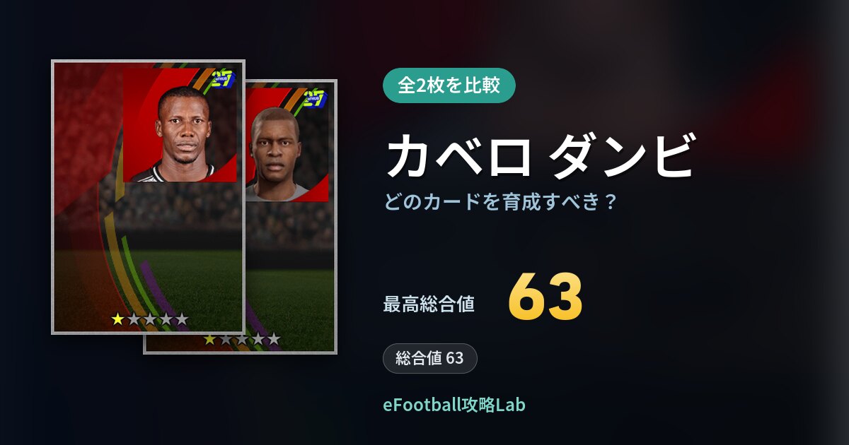 【イーフト】カベロ ダンビはどのカードを育成すべき？全2枚を比較