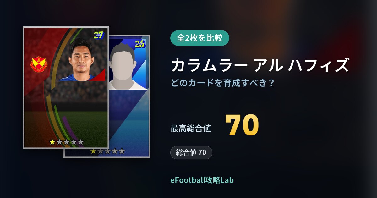 【イーフト】カラムラー アル ハフィズの育成カード比較（全2枚）