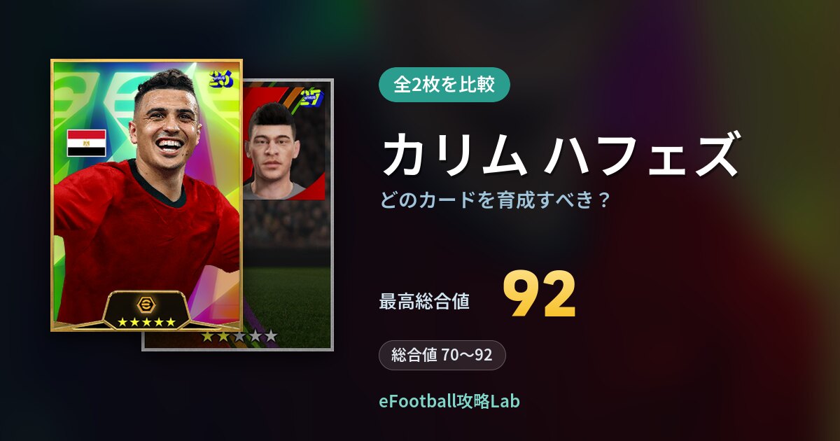 【イーフト】カリム ハフェズはどのカードを育成すべき？全2枚を比較