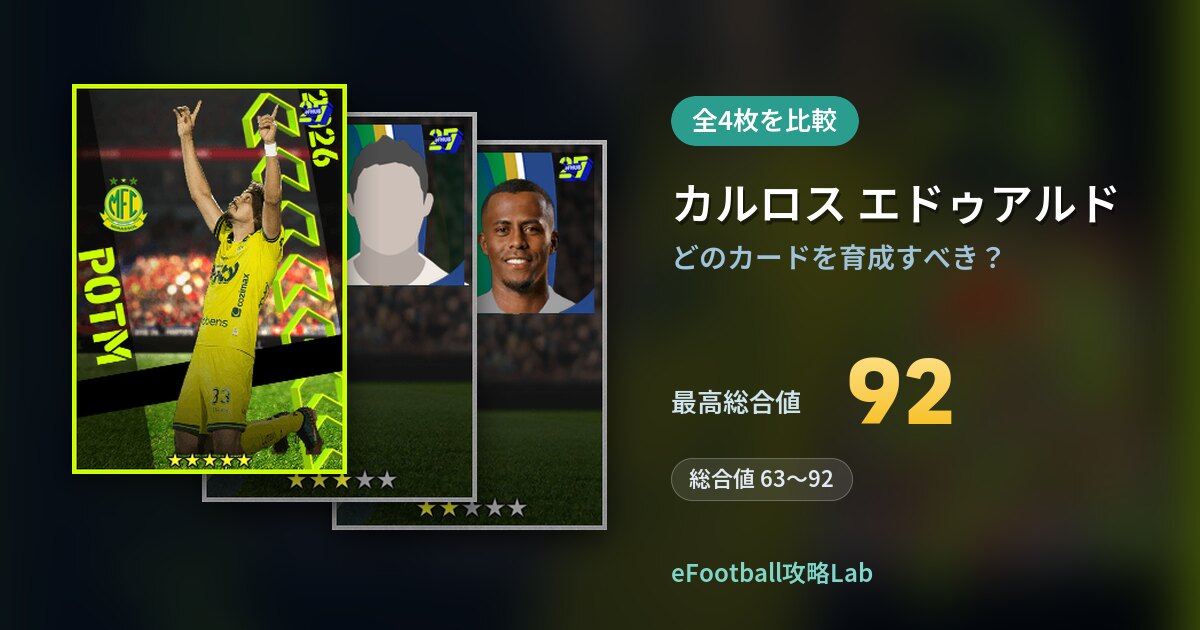 【イーフト】カルロス エドゥアルドはどのカードを育成すべき？全4枚を比較
