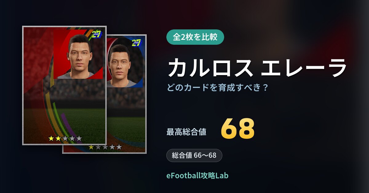 【イーフト】カルロス エレーラはどのカードを育成すべき？全2枚を比較