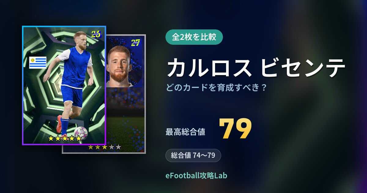 【イーフト】カルロス ビセンテはどのカードを育成すべき？全2枚を比較