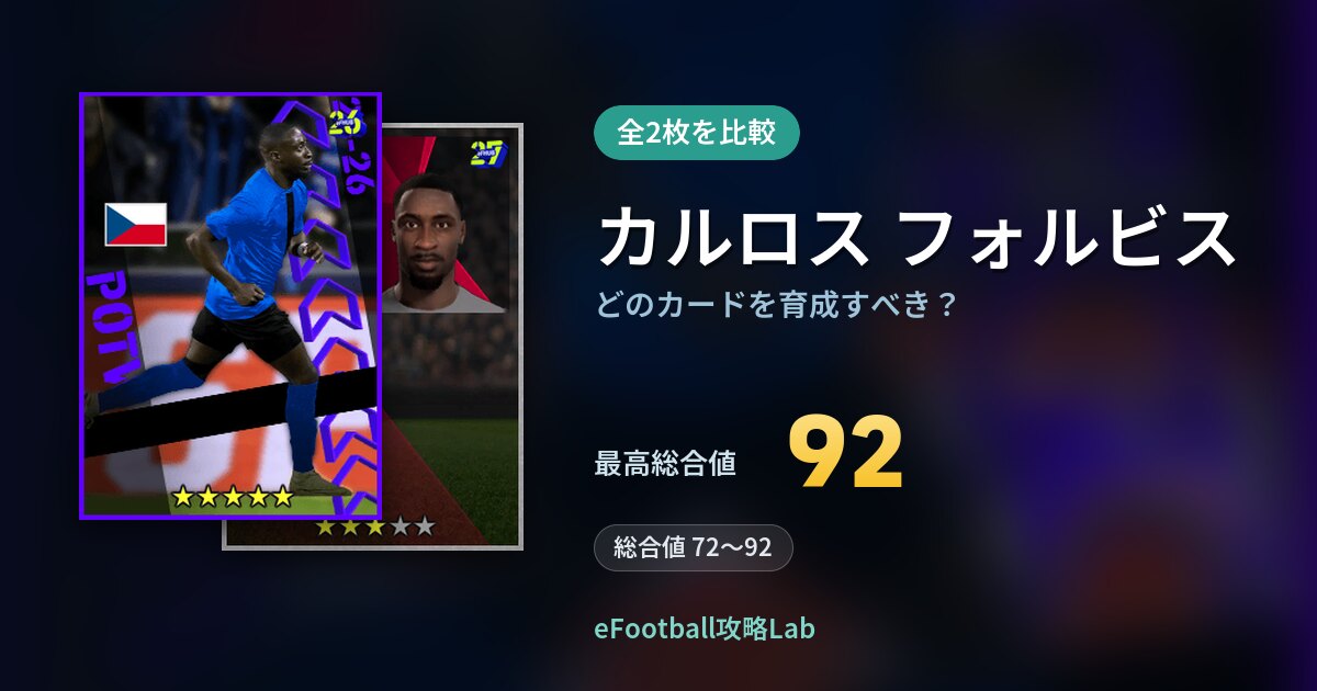 【イーフト】カルロス フォルビスはどのカードを育成すべき？全2枚を比較
