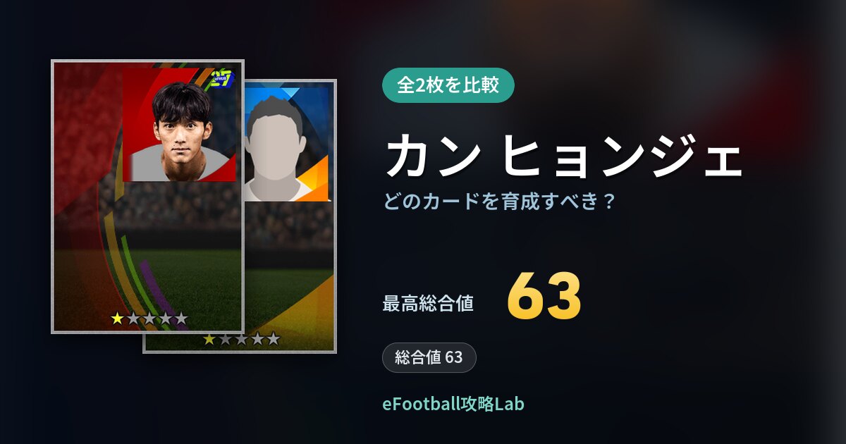 【イーフト】カン ヒョンジェはどのカードを育成すべき？全2枚を比較