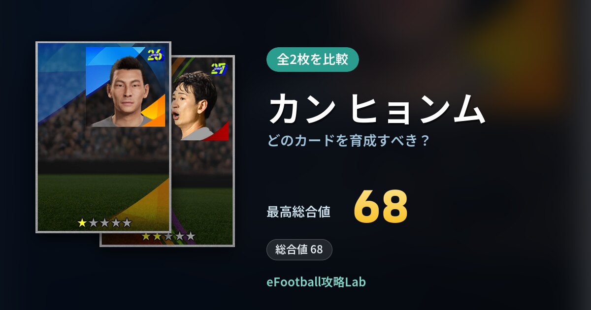 【イーフト】カン ヒョンムはどのカードを育成すべき？全2枚を比較