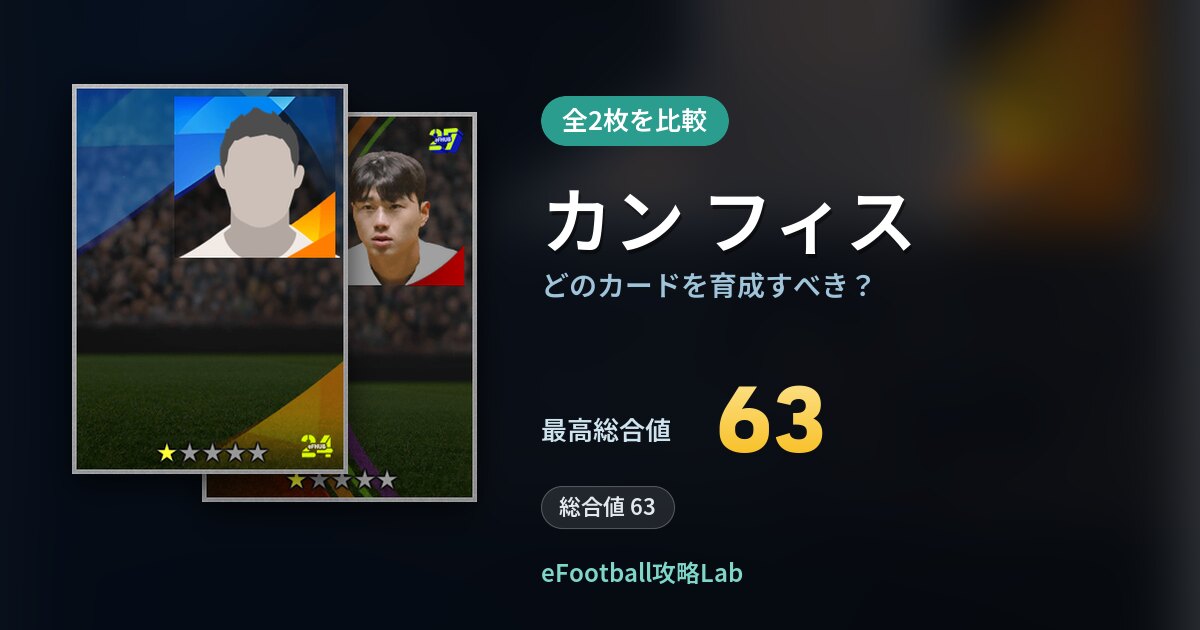 【イーフト】カン フィスはどのカードを育成すべき？全2枚を比較