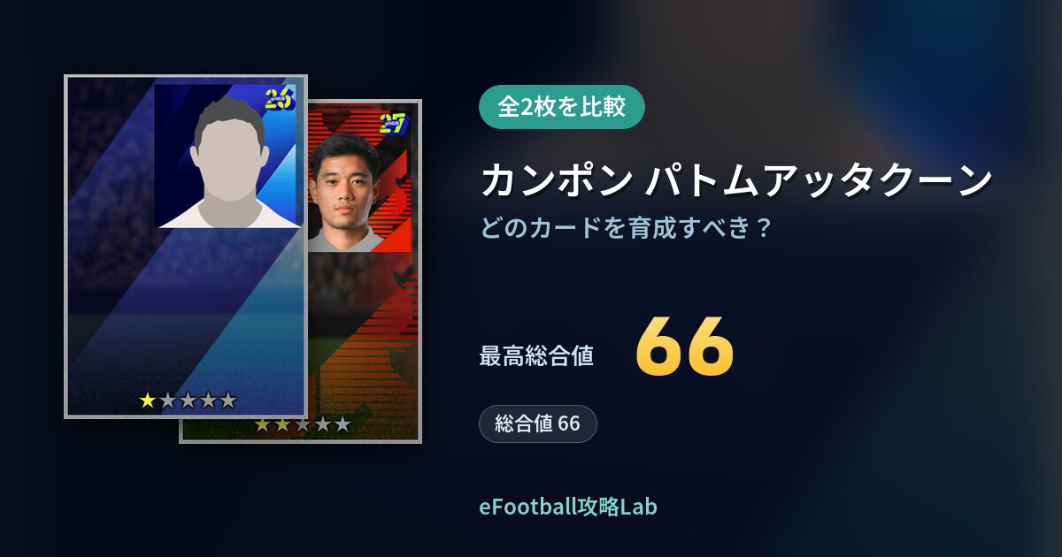 【イーフト】カンポン パトムアッタクーンの育成カード比較（全2枚）
