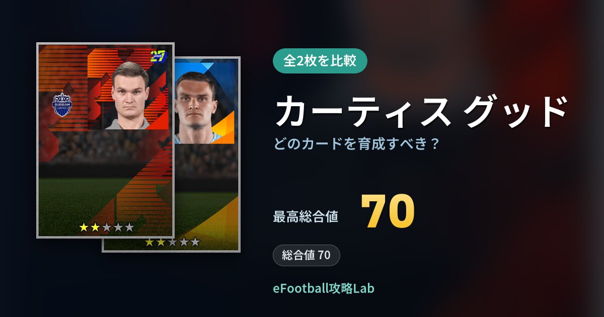 【イーフト】カーティス グッドはどのカードを育成すべき？全2枚を比較